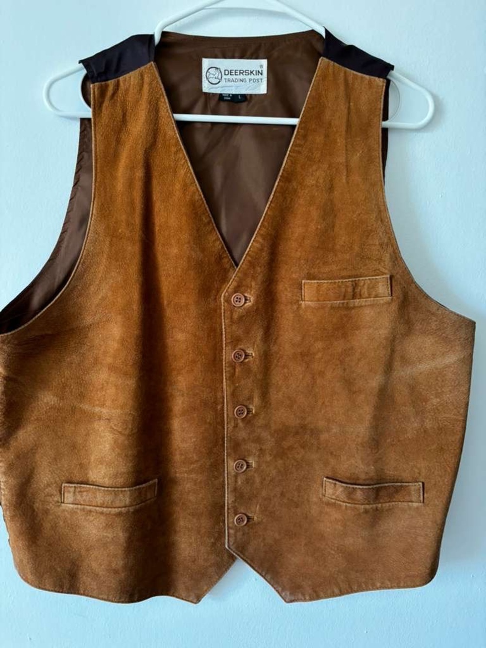 Deerskin Trading Post Men's Brown Suede Leather Vest